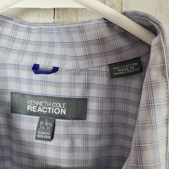 Kenneth Cole Reaction Button Down Shirt Lavendar Blue Size Large - Picture 3 of 8